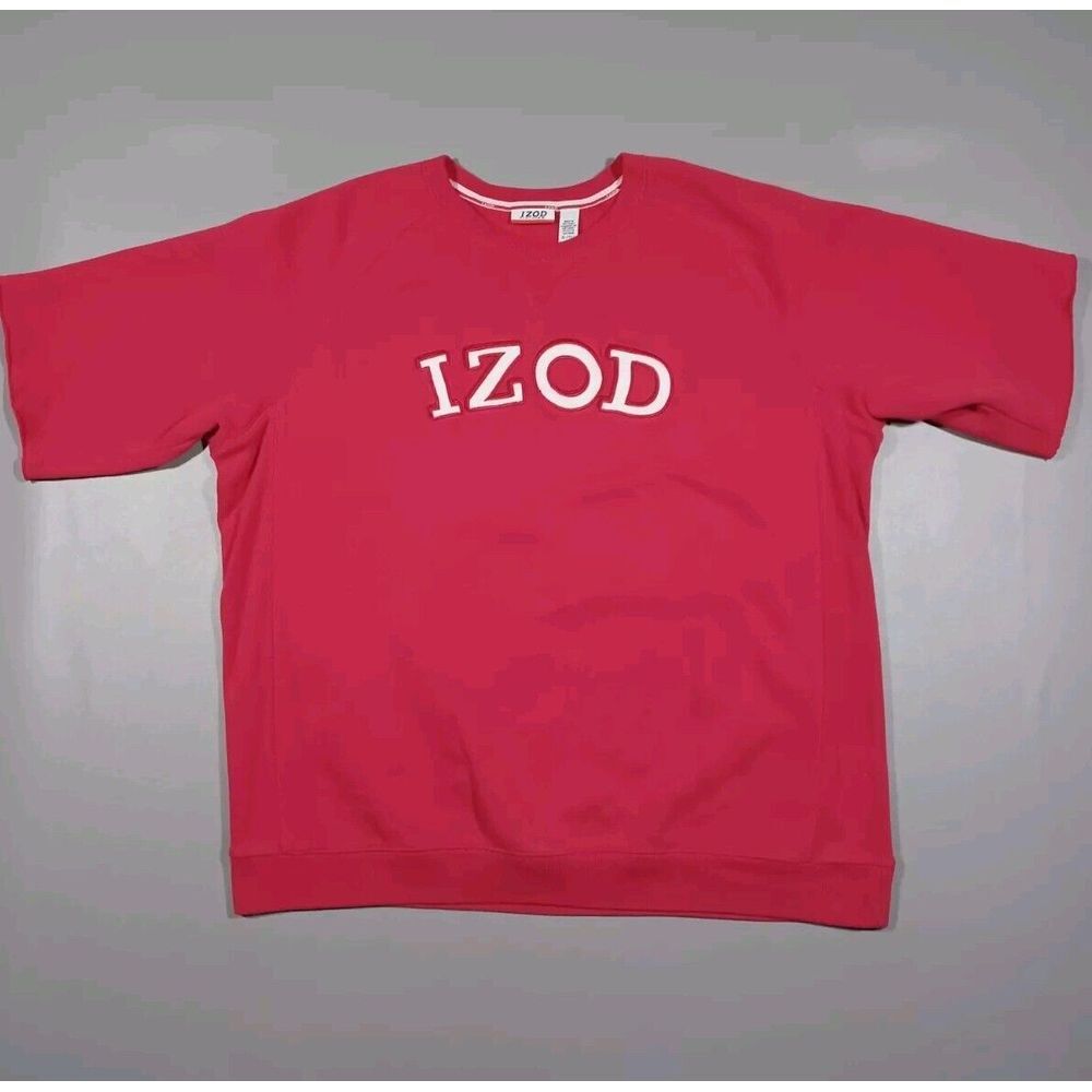 Izod‎ Shirt Mens XL Red Pullover Sweatshirt Cut Off Sleeves Embroidered Logo